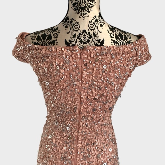 Adrianna Papell Sequin Off The Shoulder Gown - Picture 6 of 12